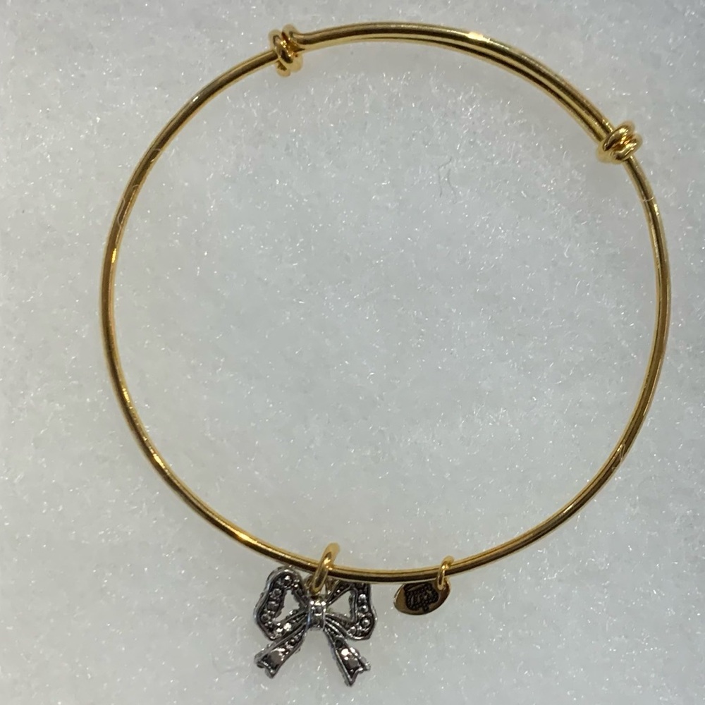 Retro Juicy Couture Pam & Gela Silver Pace Crystal Bow Charm on Gold Bracelet - Picture 5 of 9